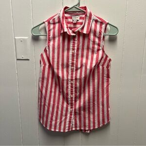 J Crew Pink & White Sleeveless Button Up - Women’s XS